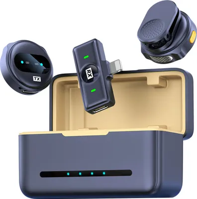 Obrázek produktu pro Bezdrátový mikrofon One-Trigger-Two 2.4G, magnetický připínací mikrofon pro chytré telefony, dosah přenosu 50 m, potlačení šumu, vestavěná baterie s nabíjecím pouzdrem, náhrada za iPhone 14/13/12/11