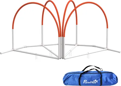 Obrázek produktu pro Sada pro agility pro psy PawHut, sada 4 tréninkových sad pro psy s tyčemi pro slalom, vybavení pro agility pro psy s taškou Oxford, oranžová barva