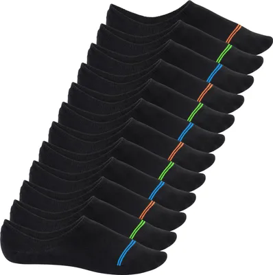 Produktbild von Footstar Damen und Herren Füßlinge (12 Paar) No Show Footies mit Anti-Slip - Sneak-it! - Schwarz-Neon 39-42