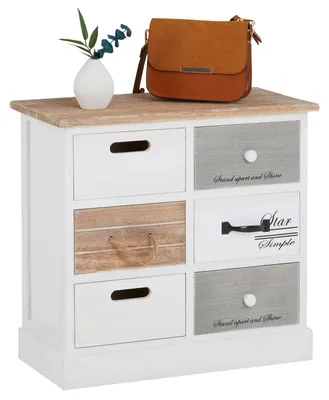 Produktbild von Kommode SALVA mit 6 Schubladen, Schubladenschrank Vintage. Aufbewahrungsregal in weiß, Shabby Chic