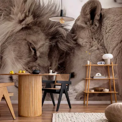 Produktbild von Vlies Fototapete - Lion Tenderness (Sepia) 250x175 cm Tiere g-B-0034-a-b