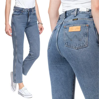 Zdjęcie produktu dla WRANGLER, damskie spodnie jeansowe, krój prosty, model RETRO STRAIGHT, rozmiar W24 L32, kolor niebieski, materiał: jeans, fason: luźny