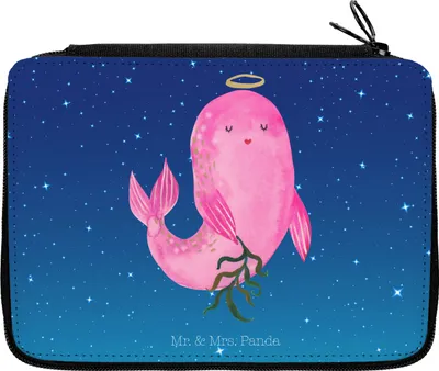 Produktbild von Mr. & Mrs. Panda Federmäppchen Sternzeichen Jungfrau - Sternenhimmel Blau - Geschenk, Jungfer, Etui für Stifte, Meerjungfrau, Schlampermäppchen, Federtasche, Mäppchen