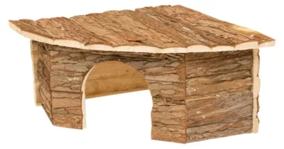 Productafbeelding van Duvo+ Hoeklodge van schors | hoekhuisje voor knaagdieren en reptielen | 22x22x13 cm of 30x30x16 cm 30x30x16CM