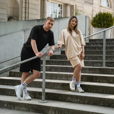 Zdjęcie produktu dla HOME DELUXE | Koszulka domowa – piaskowa, oversize XS | Wygodna koszulka rekreacyjna z bawełny dla kobiet i mężczyzn
