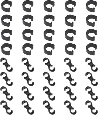 Productafbeelding van Fietsclips Kabelgeleiding - Remkabel Clips - Fiets Organiseren - Draaibare S-clips - 40 stuks - Zwart