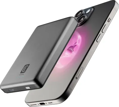 Produktbild von Cellularline Mag Lite 10000 10000mAh Wireless Power Bank kompatibel mit Mag Safe Technologie, 10000 mAh, Kabelloses Aufladen, Grau