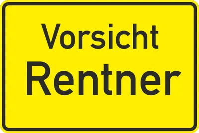 Produktbild von Fun-Schild "Vorsicht Rentner“ | 315x420mm | Verkehrszeichen-Qualität | 2mm Aluminium | Witterungsbeständig |