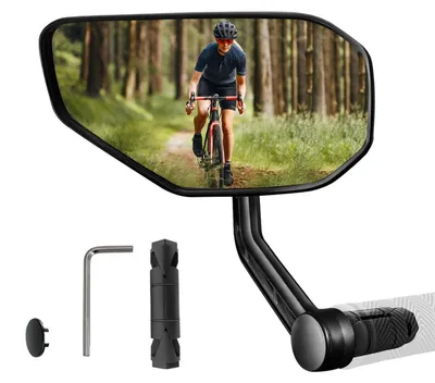 Image de Miroir de vélo, rétroviseur de guidon pour vélo électrique, scooter électrique, côté gauche, diamètre de fixation de 15 à 20 mm, lentille en verre résistant aux rayures, large champ de vision, rotatif à 300°
