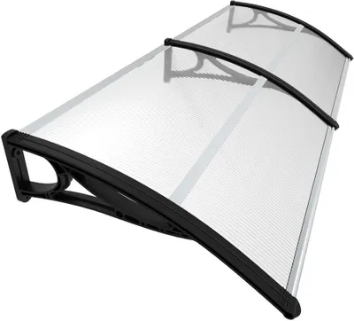 Produktbild von VOUNOT® Vordach für Haustür, 200 x 80 cm Transparentes Pultbogenvordach Schwarz