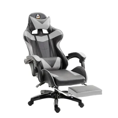 Produktbild von GOTAGEE Gaming-Stuhl Bürostuhl Ergonomischer Gaming Sessel mit Lendenwirbelstütze Fußstütze mit Katzenohren Kopfkissen Höhenverstellbar Schwarz-Grau