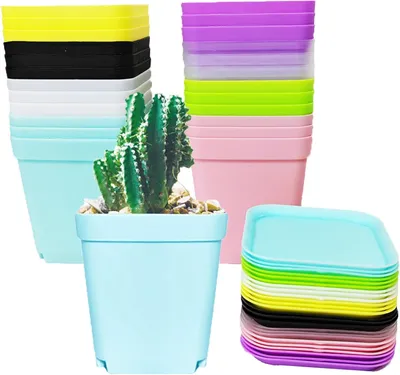 Obrázok produktu pre Kvetináče 7 cm, 24 kusov, farebné, s podložkou, pre kvety a sukulenty