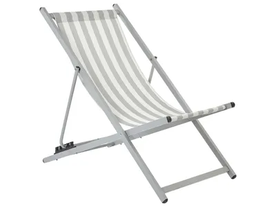 Produktbild von BELIANI Liegestuhl Grau Aluminium Mesh Weiß u. Grau Faltbar Klappbar Verstellbar Modern Garten Terrasse Outdoor Balkon Möbel Ausstattung