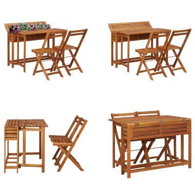 Image de vidaXL Table de jardin avec potager surélevé et 2 chaises en bois massif d'acacia - Potager surélevé avec chaise - Potager surélevé avec chaises - Table de jardin avec chaise - Table de jardin avec chaises