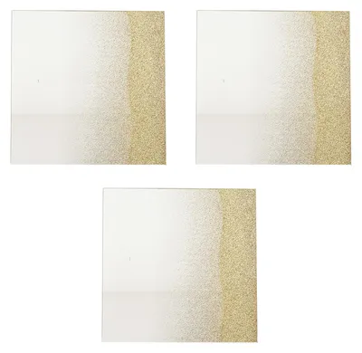 Productafbeelding van Set van 3 spiegelende glazen onderzetters, decoratieve onderzetters, glanzend goud, vierkant, 20 cm