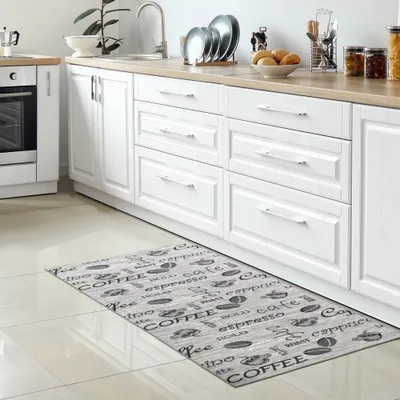 Immagine prodotto di Guida da cucina I supporto in gel I scritte I grigio, nero Dimensioni - 80 x 150 cm