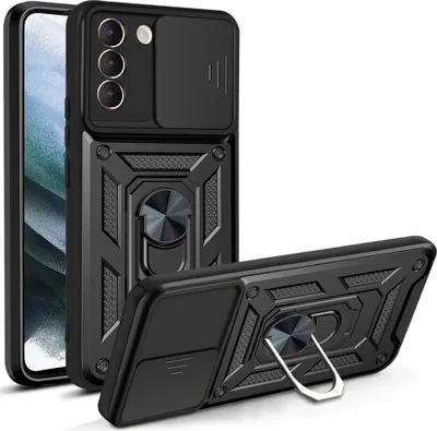 Produktbild von Galaxy S21+ Plus 5G Hülle mit 360° Drehbarer Magnetische Ring Ständer Halter Dia Kameraschutz TPU Bumper Silikon Schutzhülle für Samsung Galaxy S21 Plus 5G Schwarz