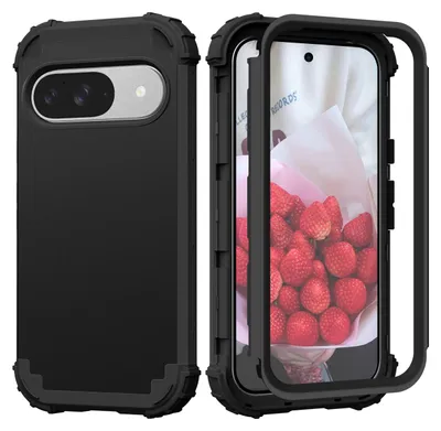 Immagine prodotto di Custodia per Google Pixel 9 / Pixel 9 Pro Hybrid 3in1 PC e TPU antiurto, custodia resistente nera