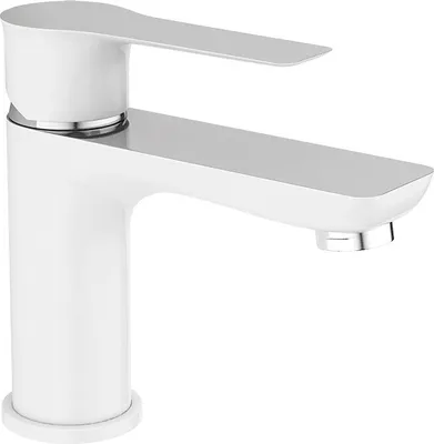 Produktbild von Design Waschtischarmatur stehend mit Klick-Klack-Stöpsel Weiß