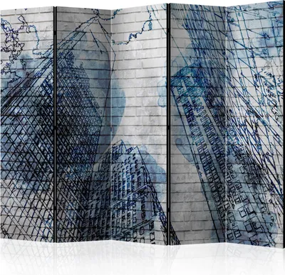 Produktbild von 5-teiliger Einseitiger Vlies Paravent - Inky New York II 225x172 cm Städte d-C-0185-z-c