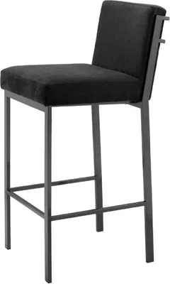 Produktbild von Casa Padrino Luxus Barstuhl Schwarz / Bronze 43 x 54 x H. 101 cm - Designer Edelstahl Barhocker mit Samtstoff - Barmöbel
