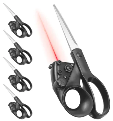 Zdjęcie produktu dla Zestaw 5 nożyczek laserowych – wielofunkcyjne nożyczki do tkanin i papieru z prowadnicą laserową, zapewniające precyzyjne cięcie, szycie i majsterkowanie