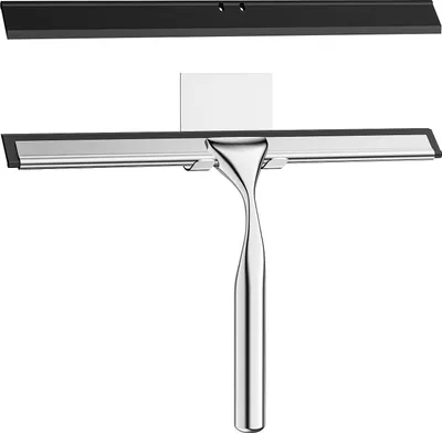 Produktbild von Edelstahl Duschabzieher - 255 cm Abzieher - mit Wandhalterung - Silikon Duschwandabzieher - für Dusche Badezimmer Spiegel Fliesen - 1 Ersatzlippe - 1 Haken - Silber