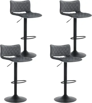 Produktbild von WOLTU 4er Set Barstühle höhenverstellbar drehbar, Rückenlehne, Samt, dunkelgrau