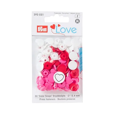 Obrázek produktu pro Prym 393031, Druky (patentky), Plast, Polyoxymetylen (POM), Růžová, Červená, Bílá, Matný, Kulatý, 1,24 cm