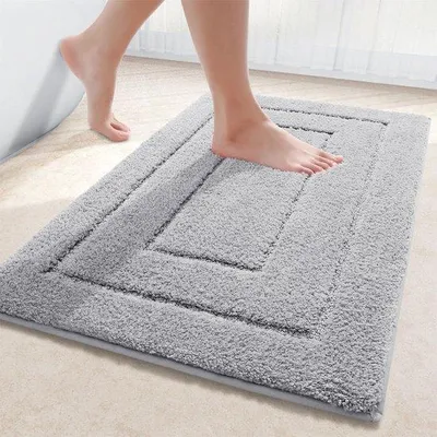 Obrázek produktu pro Uniqoos® Podložka do koupelny – měkká, savá podložka do koupelny z mikrovlákna s protiskluzovou podrážkou z TPR, výška vlasu 1,5 cm, rozměry 50 x 76 cm, vhodná do koupelny, kuchyně a obývacího pokoje