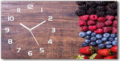 Produktbild von Wanduhr aus Glas – 60x30 cm - Glasbild - Glasuhr - Gehärtetes Glas - weisse-zeiger - Waldfrüchte