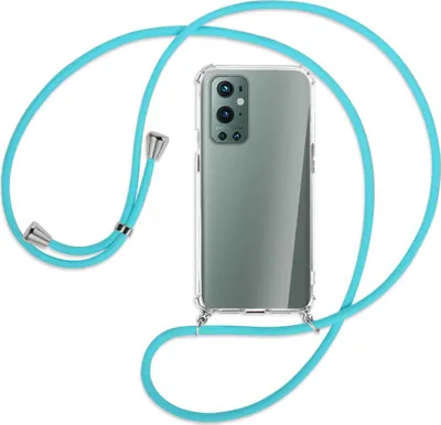 Produktbild von Handykette Backcover-Schutzhülle mit Band (Metall silberfarben) für OnePlus 9 Pro - türkis