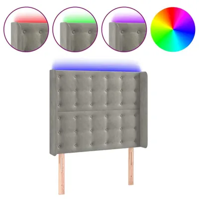 Produktbild von vidaXL LED Kopfteil Hellgrau 83x16x118/128 cm Samt