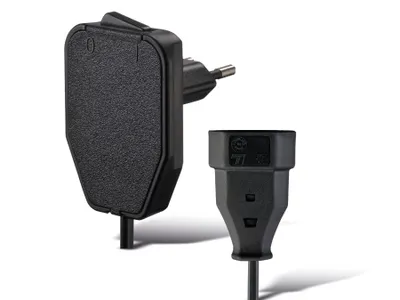 Produktbild von Euro-Verlängerung, schwarz, 5 m, Winkelstecker mit Schalter