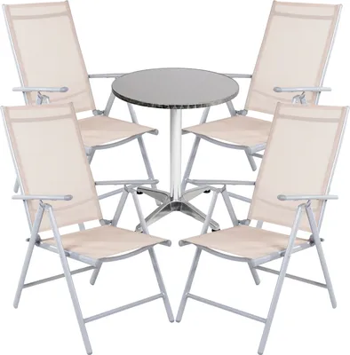 Produktbild von Bistro Sitzgarnitur Bistrogarnitur 5-teilig Silbergrau / Beige