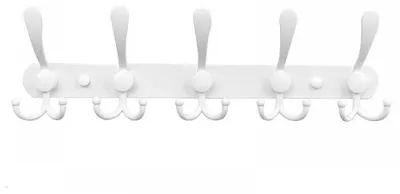 Image de Porte-manteaux mural en acier inoxydable, crochets muraux pour manteaux, serviettes et peignoirs (blanc, 15 crochets, 1 pièce)