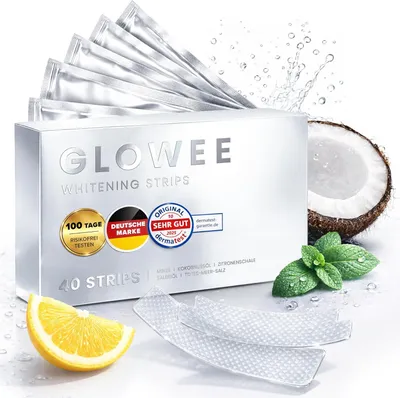 Produktbild von Schonende Zahnaufhellung Whitening Strips - (40 Stripes) Bleaching Zähne frei von Peroxid für strahlendes Lächeln - schonend Zähn Aufhellung