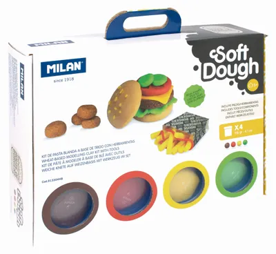 Immagine prodotto di Pasta modellabile con accessori per hamburger Milan, 4 colori