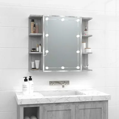 Produktbild von vidaXL Spiegelschrank mit LED Grau Sonoma 70x16,5x60 cm