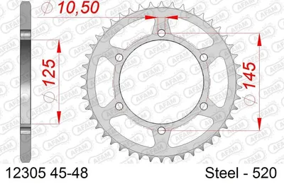 Produktbild von AFAM Kettenrad 12305-45 Hinten für YAMAHA MOTORCYCLES XJ Stahl
