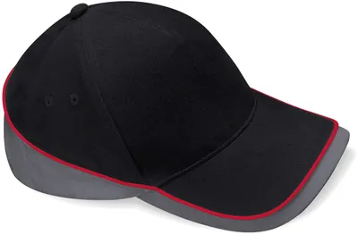 Produktbild von Beechfield B171 | Teamwear Competition Cap / Kappe / Mütze / Hut - Farbe: Black/Graphite Grey/Classic Red - Größe: One Size