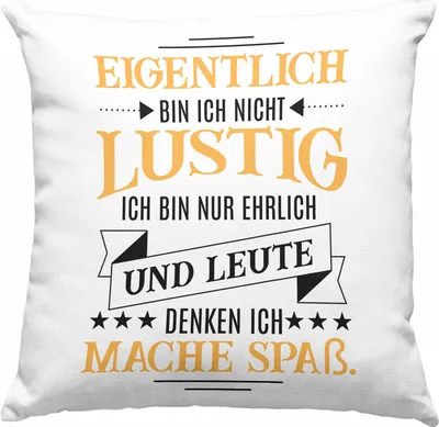 Produktbild von Trendation - Ich Bin Eigentlich Nicht Lustig Deko-Kissen mit Füllung 40x40 mit Spruch Geschenk Kollegin Kollege Sarkasmus  Deko-Kissen mit Füllung 40x40 Sprüche (Grau)