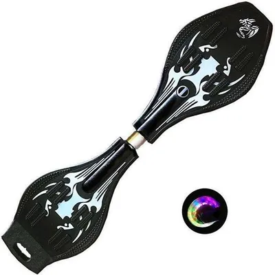 Image de Waveboard avec lumières LED – Skateboard Streetsurfing noir avec sac de transport, charge maximale de 100 kg