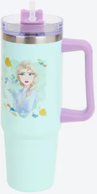 Produktbild von Frozen Elsa Thermobecher Edelstahl 900 ml mit Griff & Strohhalm