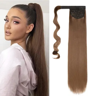 Obrázek produktu pro Prodlužovací cop s klipem, syntetické vlasy, rovné, 55 cm, světle hnědé