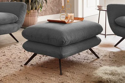 Produktbild von KAWOLA Hocker CHARME Hockerbank groß Cord grau