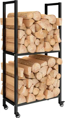 Produktbild von Outsunny Kaminholzregal für innen Stahl 60 x 30 x 119cm 2 Ebenen Brennholzregal