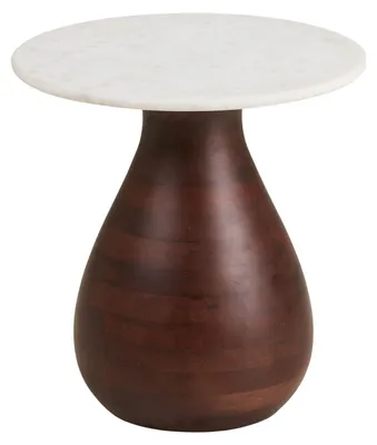 Image de Klara table d'angle Ø40cm blanc, brun foncé.