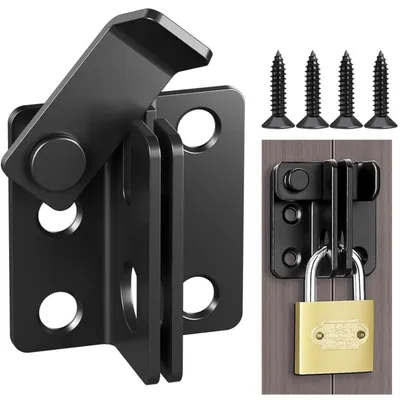Image de Verrou de porte en acier inoxydable, verrouillable, de couleur noire, dimensions 45 x 40 mm