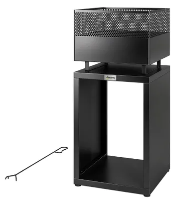 Produktbild von Outsunny Feuerschale 39 x 39 x 87 cm Feuerstelle mit Holzlager Kohlegitter